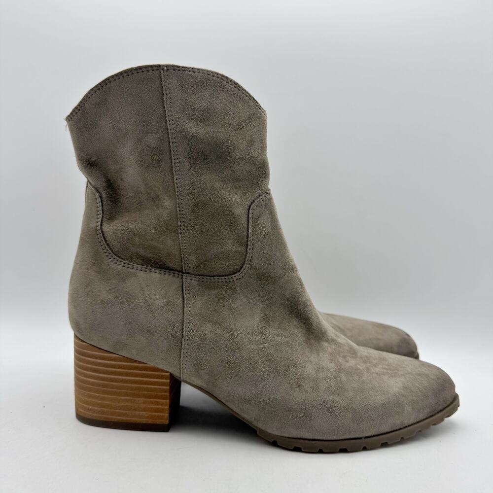 Vionic Womens Bishop Ankle Boots Size 9.5 EU 40.5 Grey Suede Booties EUC